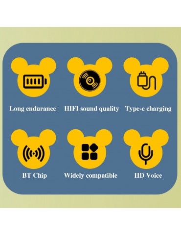 New Official Disney LK01 True Wireless Earphone Classic Co-branded Headphones BT5.0 HIFI Wireless Earbuds With Mic, Noise Canceling, Sports, Listening, Easy Pairing