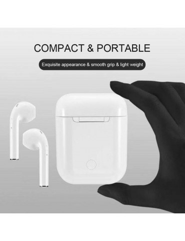 i12 True Wireless Earphones Wireless BT Earphones BT 5.0 Smart Headset Portable Sports Wireless Headset with 300mAh Charging Case Touch-control Noise Reduction Compatible with Android / iOS Devices