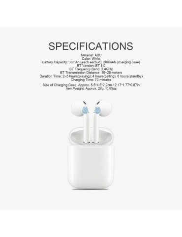 i11 True Wireless Earphones Wireless BT Earphones BT 5.0 Smart Headset Portable Sports Wireless Headset with 300mAh Charging Case Touch-control Noise Reduction Compatible with Android / iOS Devices