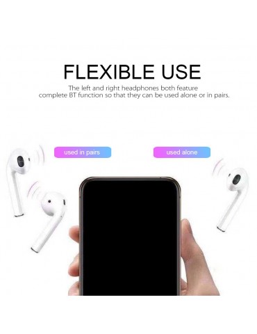 i12 True Wireless Earphones Wireless BT Earphones BT 5.0 Smart Headset Portable Sports Wireless Headset with 300mAh Charging Case Touch-control Noise Reduction Compatible with Android / iOS Devices